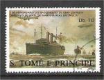 St. Thomas & Principe Islands - Scott 829b  ship / bateau / aviation