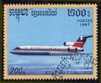 Timbre oblitr n 1027(Yvert) Cambodge 1991 - Aviation, avion de ligne Yak42