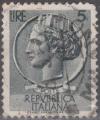 Italie - 1955/60 - Yt n 710 - Ob - Srie courante monnaie syracusaine 5 lires g
