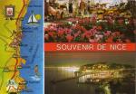 NICE (06) - Carte du littoral azuren, le march aux fleurs, le port illumin