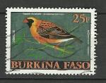 Burkina Faso timbre oblitr anne 2001  Oiseaux Tisserin Ecarlate