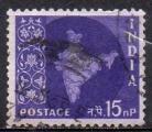 INDE N 100B o Y&T 1958-1963 Carte de l'Inde