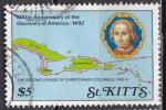 St CHRISTOPHE(St KITTS) N° 695 de 1989 avec oblitération postale coté 10€ à 10% 