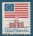 USA N1076A Ancien drapeau oblitr (non dentel  gauche et en haut)