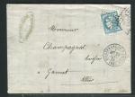 Rare lettre de Villefranche sur Saône poir Gannat ( Rhône 1871 ) avec un n° 45C