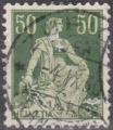 SUISSE - 1907/17 - Yt n 124 - Ob - Helvetia 0,50c vert et vert clair