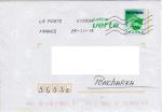 PAP Enveloppe Lettre Verte France 20 g 1 bande phospho  droite en dehors timbre