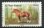 France 2013; Y&T n aa818; lettre verte 20g, carnet chevaux, le Trait Comtois