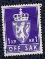 Norvge 1980 Oblitr Used Animaux Hraldiques Off. Sak 1 Kr Bleu Violet SU
