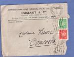 1944 YT 511 et 513 sur enveloppe Corrze Brive Concors