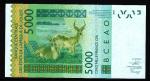 Afrique De l'Ouest Sngal 2019 billet 5000 francs pick 717s neuf UNC