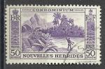 Nouvelles Hbrides 1957; Y&T n 182; 50c violet, la pche