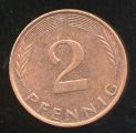 Pice Monnaie Allemagne  2 Pfennig 1991F  pices / monnaies