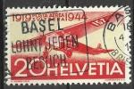 Suisse P.A. 1944; Y&T n A 37; 20c rouge & paille, anniv de la Poste Arinne