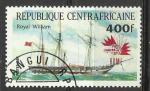 Centrafrique 1985; Y&T n 655; 400F bteau, R.William, surcharg expo Rome