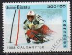 GUINEE BISSAU  N 422 o Y&T 1988 Jeux Olympique d'hiver (Descente monoski)