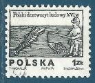 Pologne N2189 Gravure sur bois - pcheur oblitr