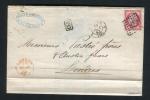 Belle lettre en double port de Marseille pour Londres ( 1862 ) avec un n° 17B