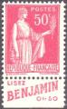 Bande pub BENJAMIN sur timbre oblitr Paix n283 au type 1