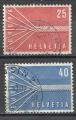Suisse 1957; Y&T n 595 & 96; 25c rouge & 40c bleu, Europa