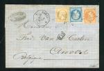 Rare lettre de Paris pour Anvers ( 1866 ) avec les n° 21 - 22 - 23 