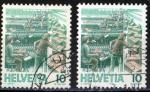 Suisse 1986; Y&T n 1251 & 1251a; 2x10c, tris des colis