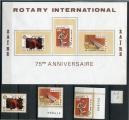 1980  serie  1038/40  ** + Bl 44  75e Anniversaire du Rotary International      