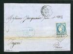 Belle lettre du Puy en Velay pour Lyon ( 1871 ) avec un n° 46B