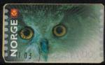 Norvge 2002 Vignette ATM Oblitre Animal Oiseau Bird Owl Hibou sur fragment SU