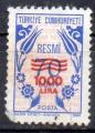 TURQUIE N° serv 185 o Y&T 1989 1000l sur 70l bleu et rose (n°172)