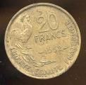 Pice Monnaie France 20 Fr G. Guiraud 1952  4Faucilles  pices / monnaies