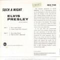 EP 45 RPM (7")  Elvis Presley  "  Such a night  "  Angleterre