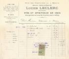Facture Leclerc -Vins et spiritueux en gros - Meaux 1922 - Timbre quittances 50c