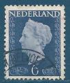 Pays-Bas N467A Wilhelmine 6c bleu-gris oblitr