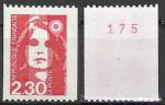 France Briat 1990; Y&T n 2628 **; 2,30F rouge, roulette, n 175 au dos