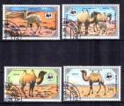 Animaux Chameaux WWF Mongolie 1985 (36) Yvert n 1361  1364 oblitr used