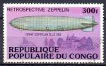 Timbre Rpublique Populaire du CONGO 1977 Obl  N 462  Y&T Transports  Zeppelins