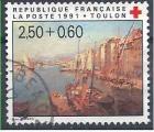 1991 FRANCE 2733 oblitr, cachet rond, croix-rouge