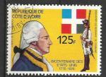 Cte d'Ivoire 1976; Y&T n 410; 125F bicentenaire des USA, conte de Rochambeau