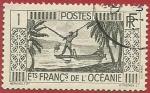 Establ. Franceses de Oceana 1939-49.- Pescador. Y&T 84. Scott 80. Michel 89.