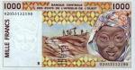 Afrique De l'Ouest Bnin 2002 billet 1000 francs pick 211m neuf UNC