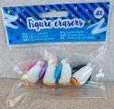 Lot 4 Figure Erasers Gommes Figurines Pingouins