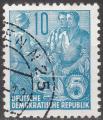 Allemagne - RDA - 1955 - Yt n 190 - Ob - Plan quinquennal 10p bleu