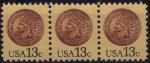 -U.A./U.S.A. 1978 - Tte d'indien 1 cent, bande de 3, Nsg - YT 1185/Sc 1734 *