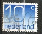 Pays-Bas Yvert N1042 oblitr 1976 nombre 10c bleu