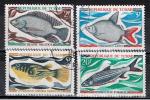 Tchad / 1969 / Poissons / YT n 216  219 oblitrs, srie complte