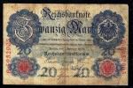Allemagne 1908 billet 20 Mark (3) pick 31 VF ayant circul