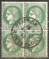 france - n 375  bloc de 4 timbres obliters - 1938