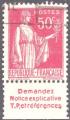 Bande pub LA DOCUMENTATION UNIQUE sur timbre oblitr Paix n283 au type 2
