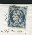 Rare lettre des Batignolles pour Orléans ( Seine 1851 ) avec un n° 4a Bleu Foncé